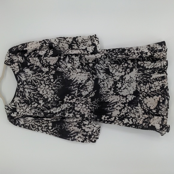 Karen Millen Women's Silk Floral Print Bow Dress Size 10 Black White Fluid Print - Picture 1 of 16